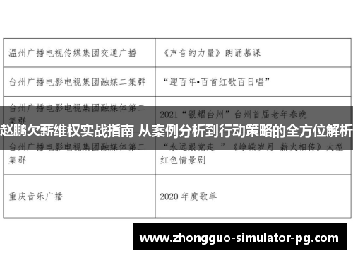 赵鹏欠薪维权实战指南 从案例分析到行动策略的全方位解析